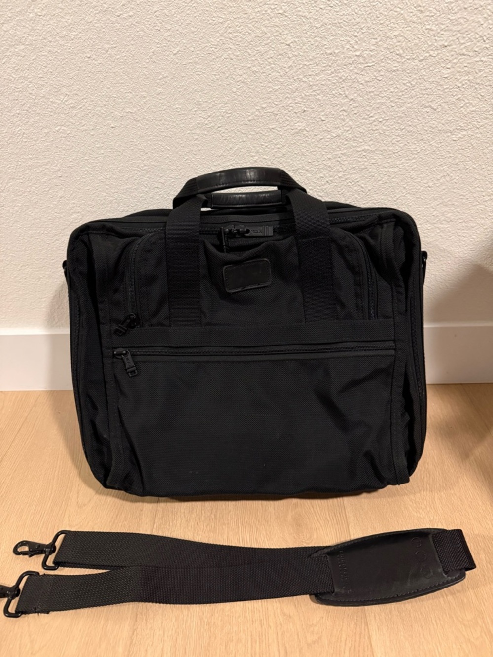 TUMI Alpha Briefcase Laptop Bag Black Ballistic Nylon, Travel Made USA